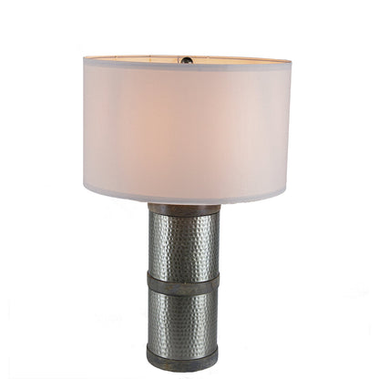 D16x24.4" Hammered Iron Table Lamp with Mango Wood