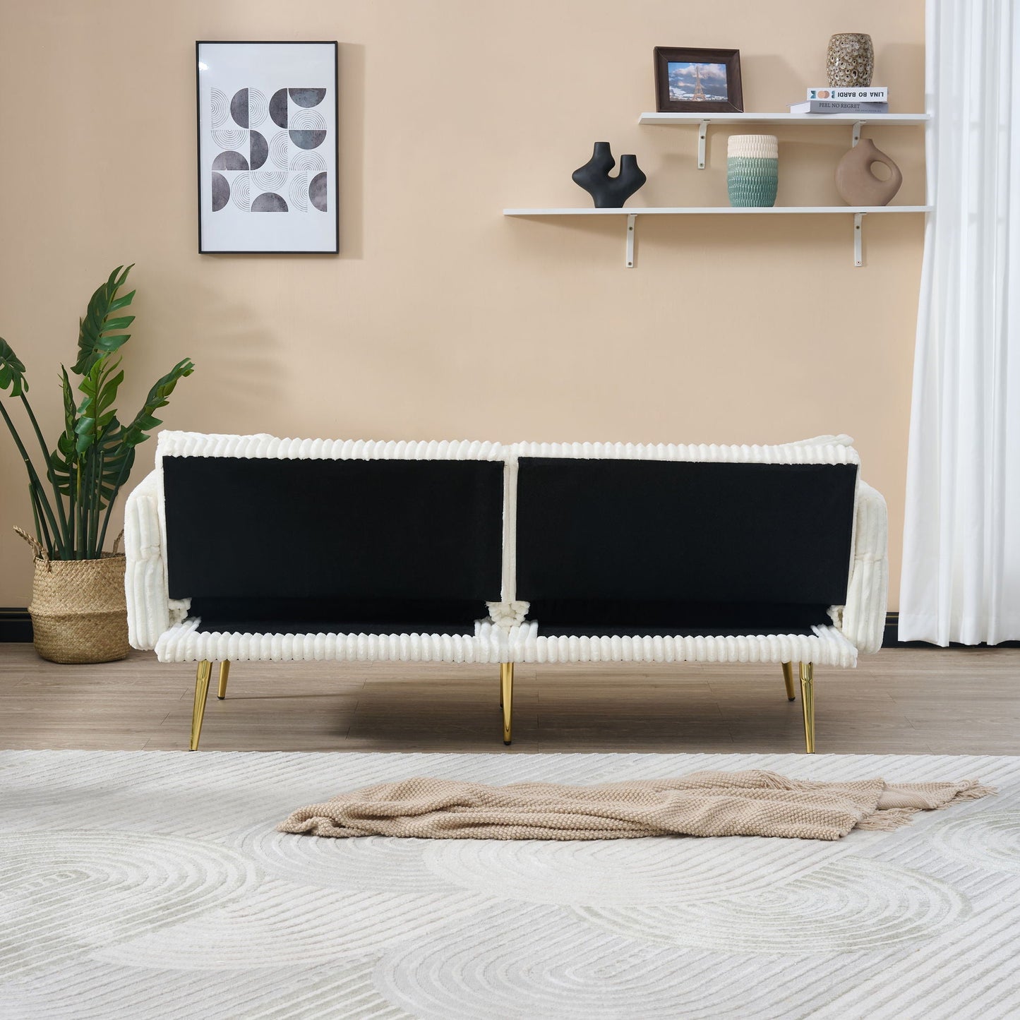 Luxury Foldable Double Sofa Bed With Folding Armrests