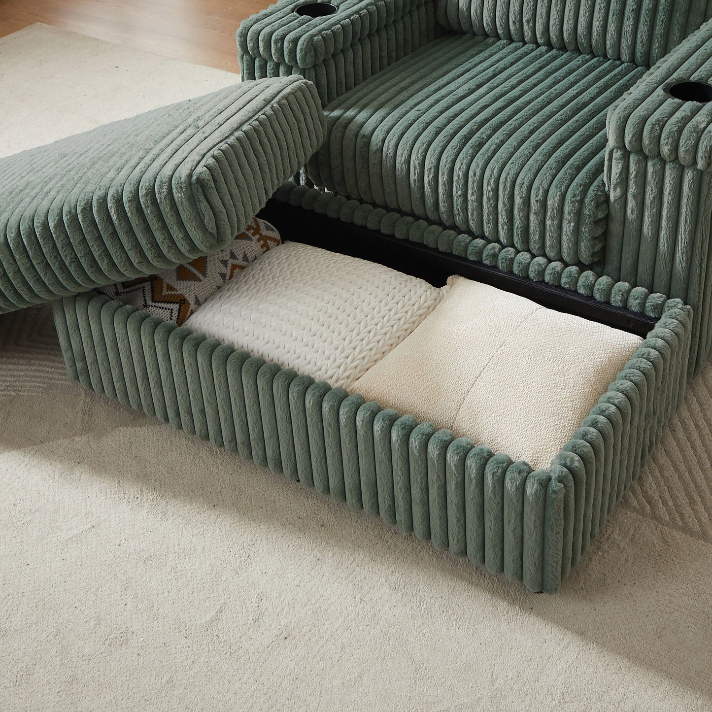 3 Seater Sofa With 2 Ottomans For Living Room