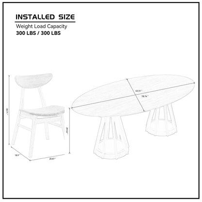 Modern Dining Table Set of 7: 1 Table + 6 Chairs