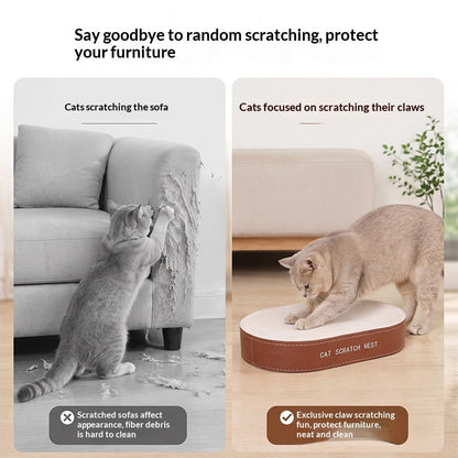 Cat Scratcher And Cat Bed Combo, White Cardboard, Highly Durable With Minimal Shedding, Large Size, Equipped With A Bell Tipped Ball Your Cats Perfect Self Entertainment Toy, Pet Supply
