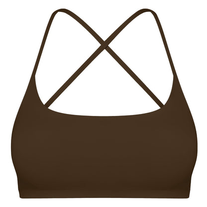 Women Cross Back Sport Bras Padded StrappyÊCrop Open Back Low Impact Bras SexyÊFitnessÊTank Tops with Removable Pads Thin Straps for Gym Yoga Workout