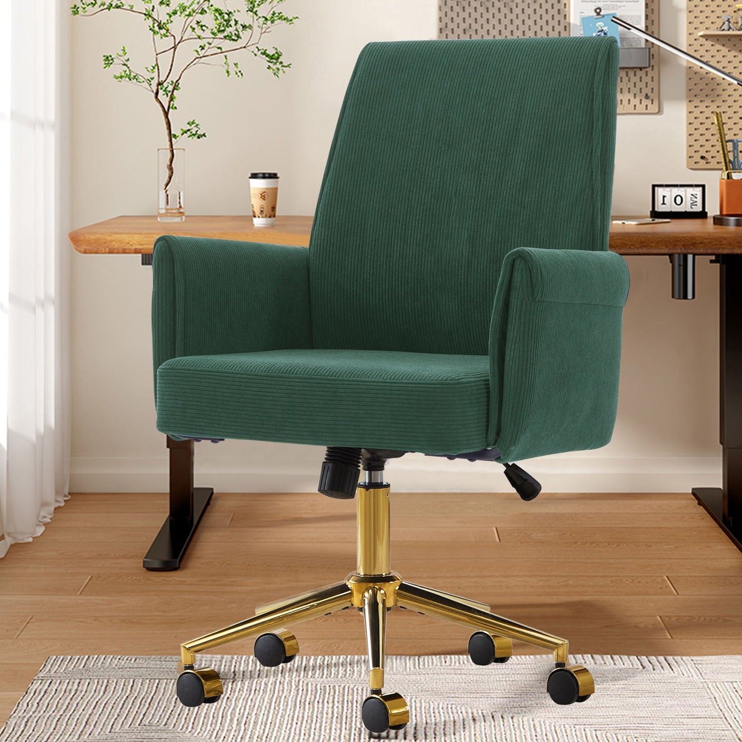 Ergonomic Mid-Back Office Chair With Gold Base