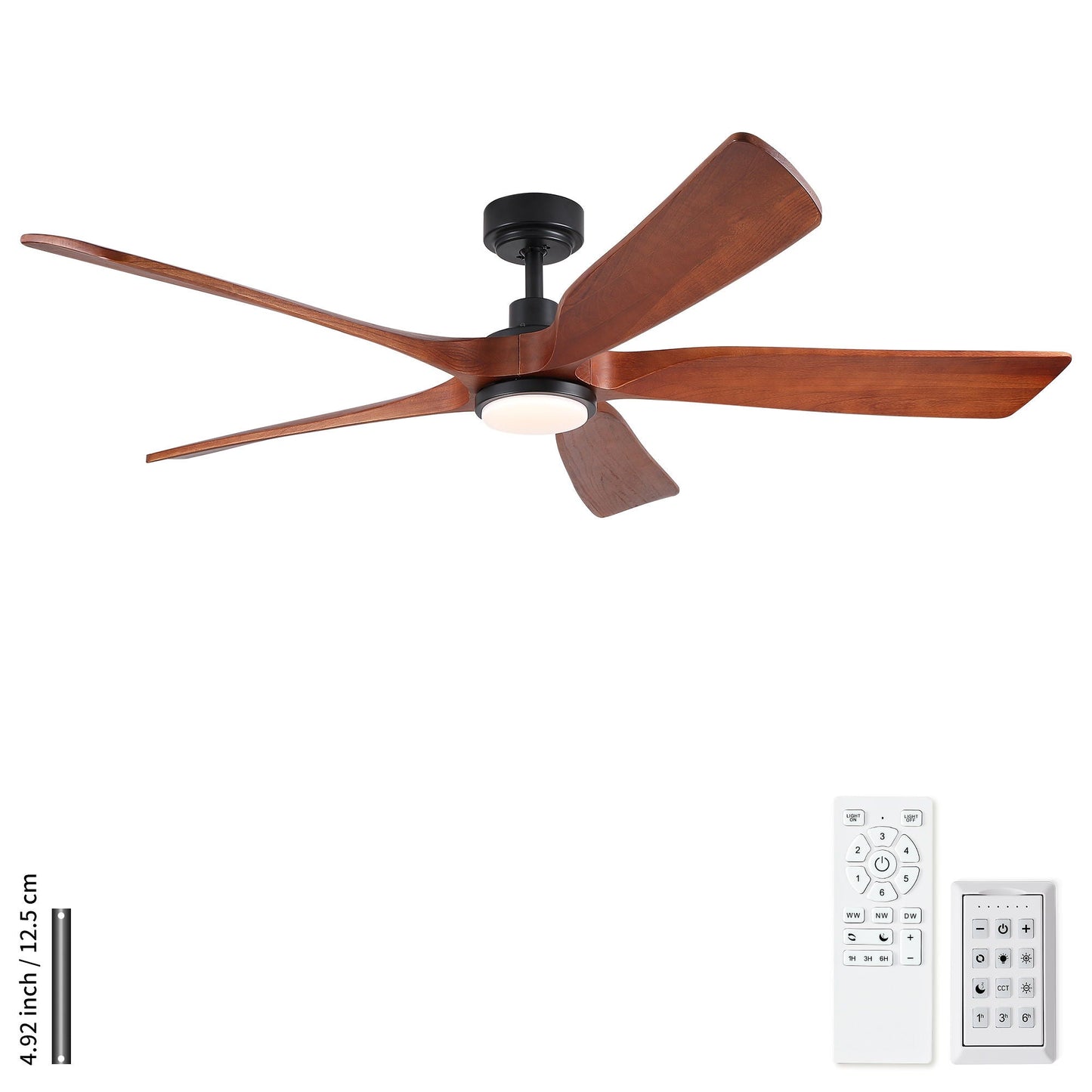 Ceiling Fan With Light And Remote Control, Noiseless, Dimmable, 6 Speeds Reversible For Indoor Or Covered Outdoor Use - Matte Black
