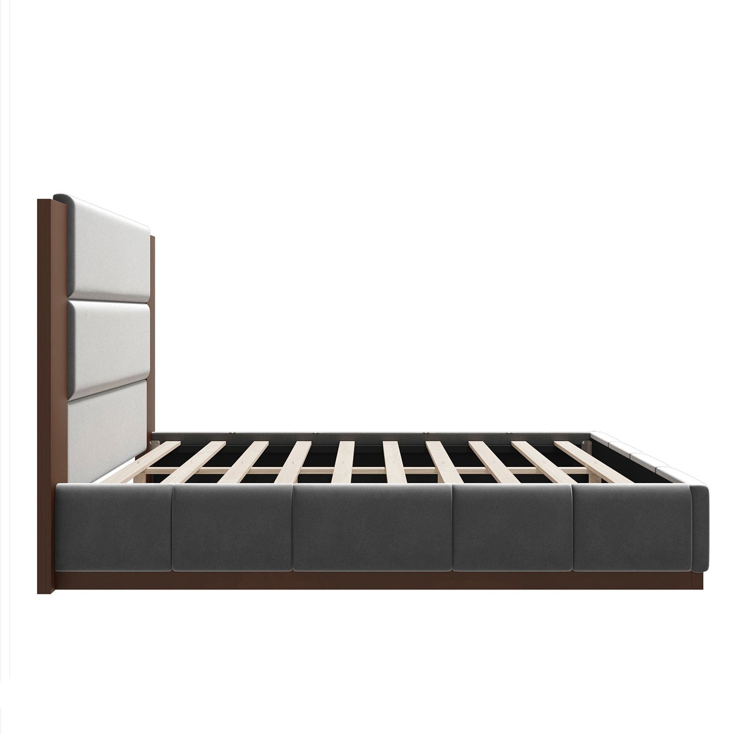 Modern Upholstered Platform Bed With Extended Headboard