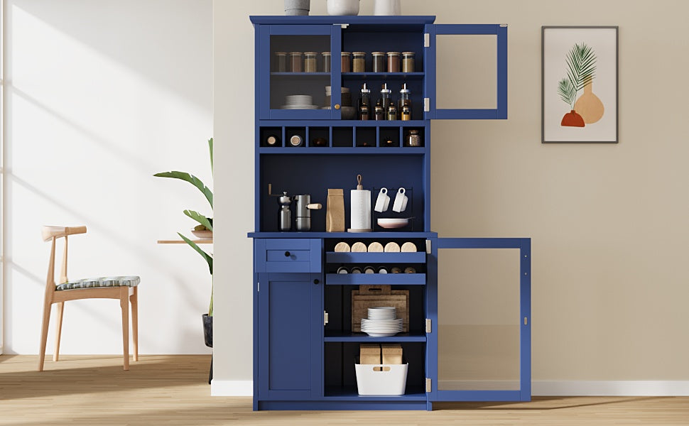 TOPMAX Farmhouse Freestanding Buffet with Hutch