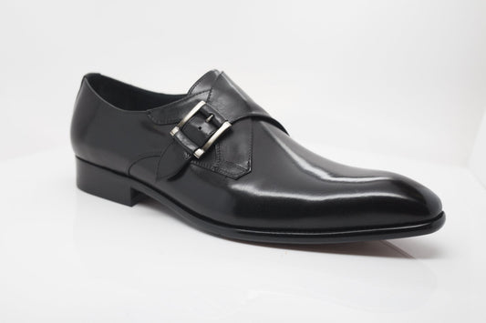 Carrucci Monkstrap Calfskin Shoes - Black