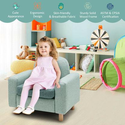 Kids Sofa with Armrest and Thick Cushion-Green