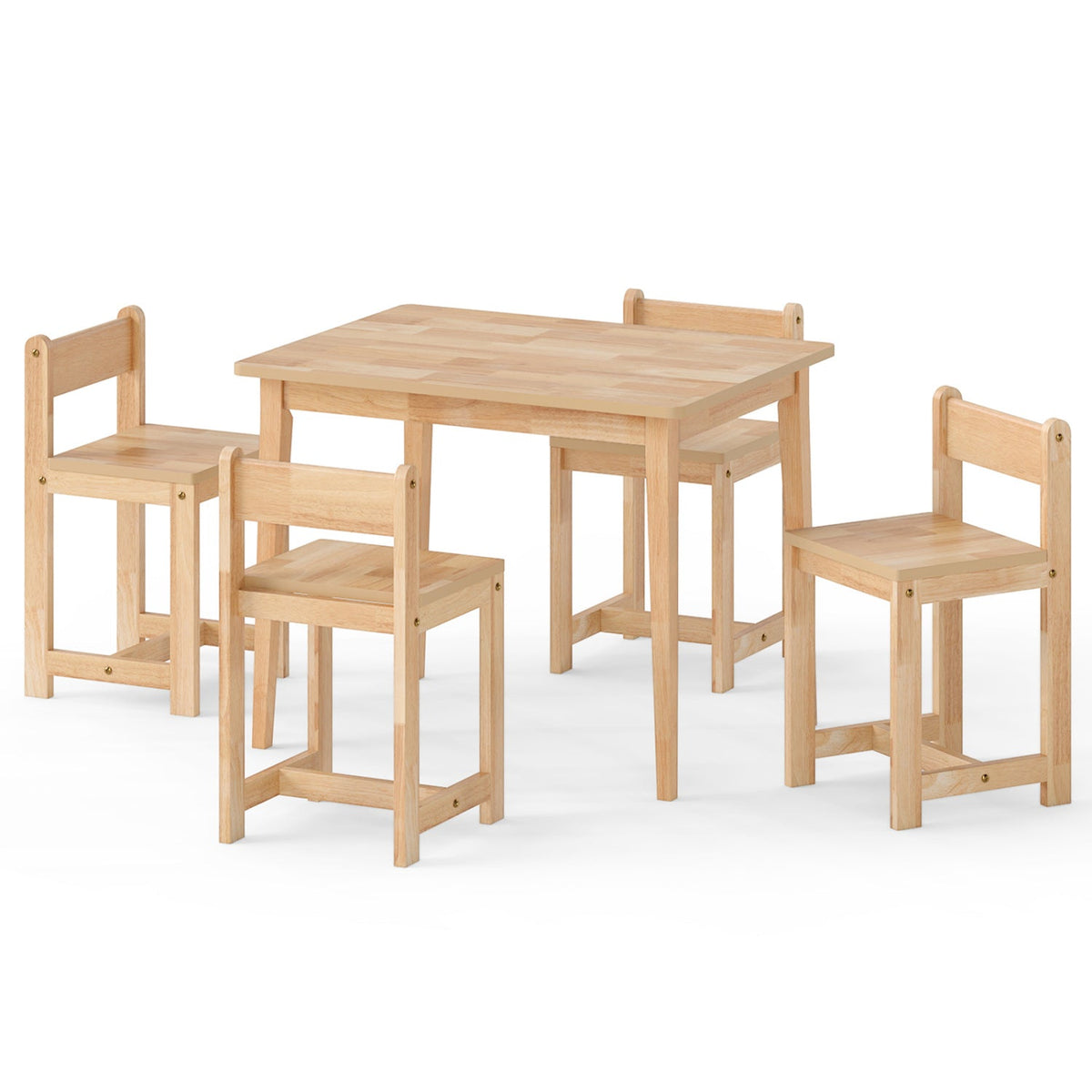 5-Piece Kids Table and Chairs Set Solid Rubber Wood Toddler Activity Table
