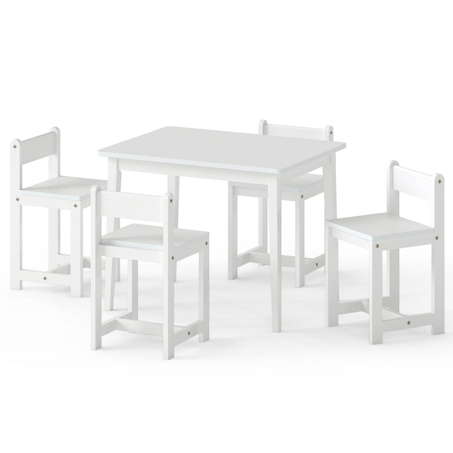 5-Piece Kids Table and Chairs Set Solid Rubber Wood Toddler Activity Table