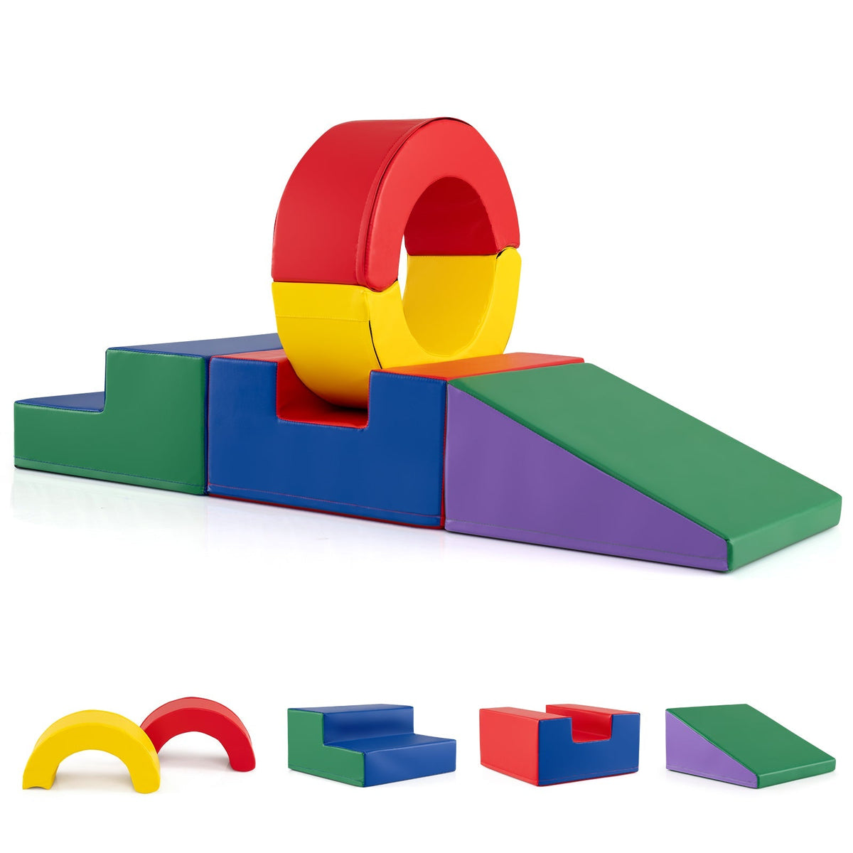 5 Pieces Kids Climbing Toys with PU Leather Cover-Multicolor