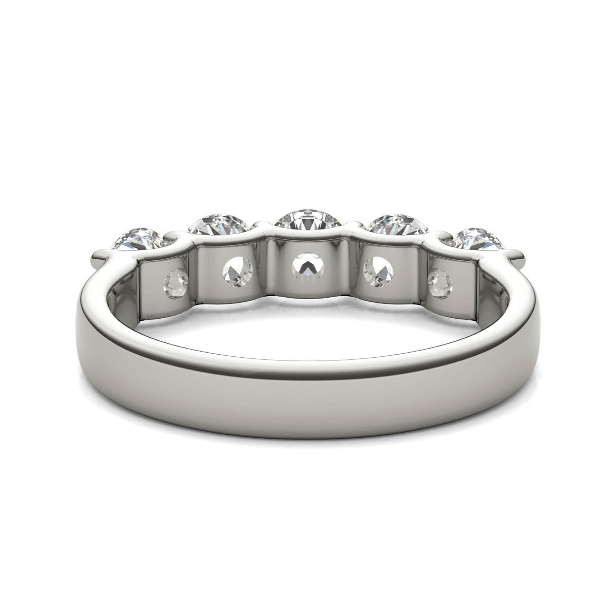 AGI Certified 1 1/4 CTW Round Lab Grown Diamond (G/VS) Five Stone Anniversary Band in 14K White Gold
