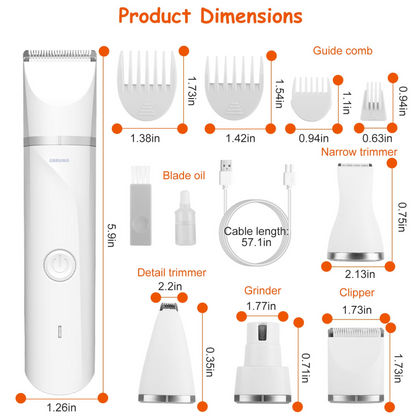 GBruno 4 In 1 Electric Pet Dog Cat Grooming Kit
