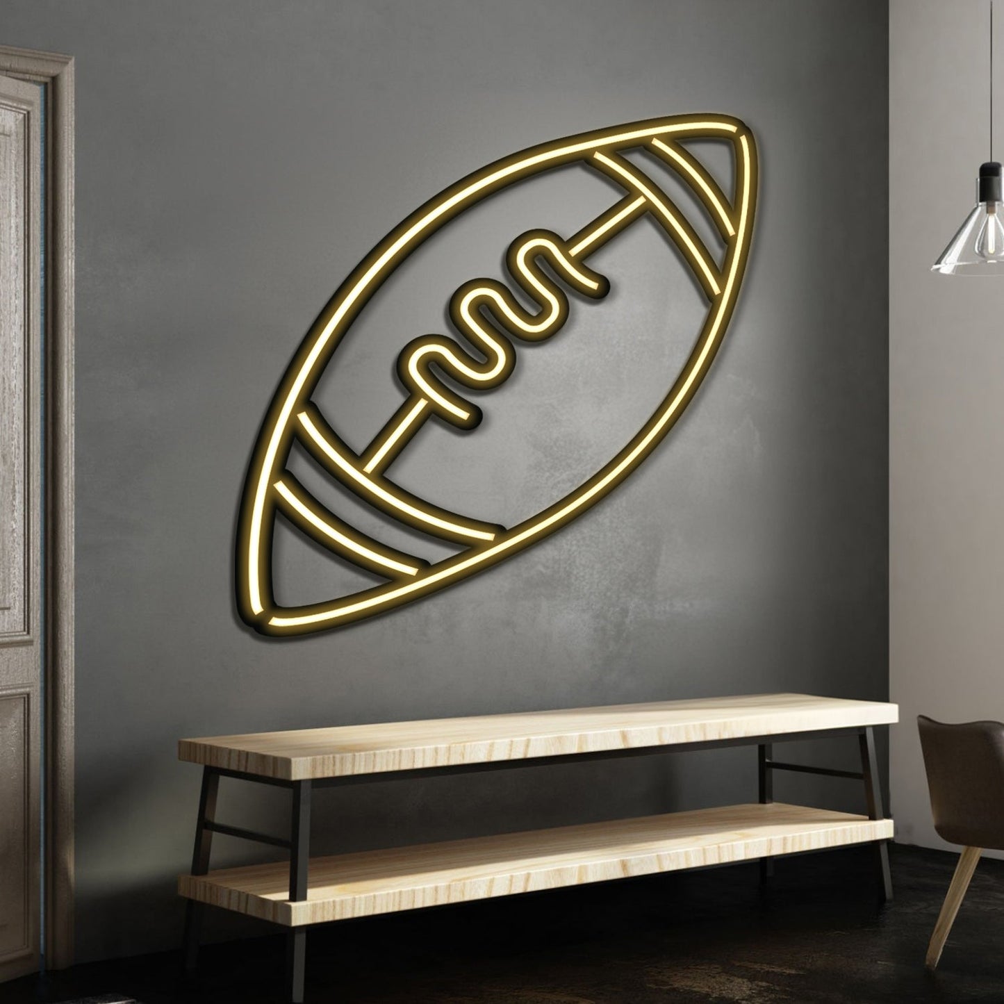 American Football Ball Metal Neon Wall Art- LN0114