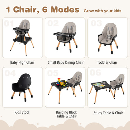 5-in-1 Baby Wooden Convertible High Chair