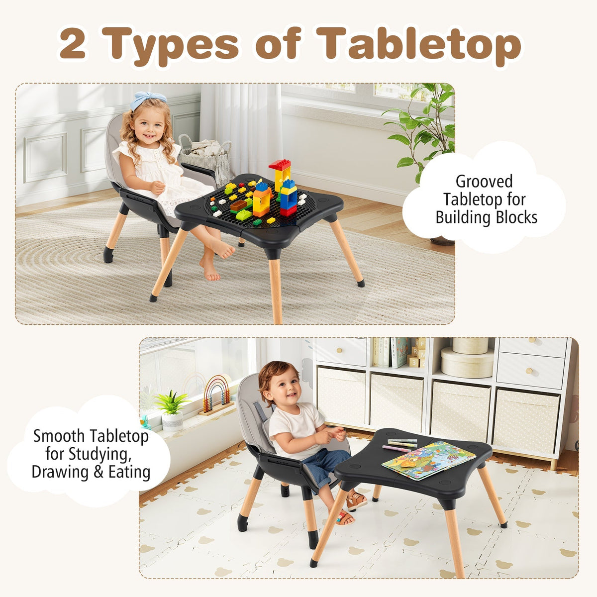 5-in-1 Baby Wooden Convertible High Chair