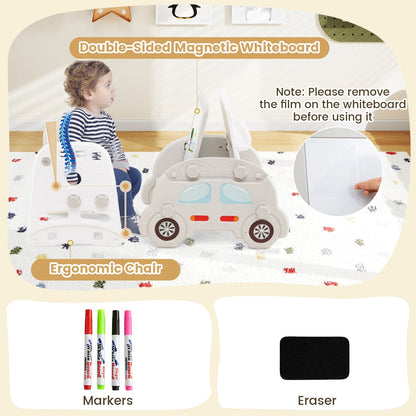 5 in 1 Convertible Toddler Slide Set Kids Art Easel with Stool and Book Rack