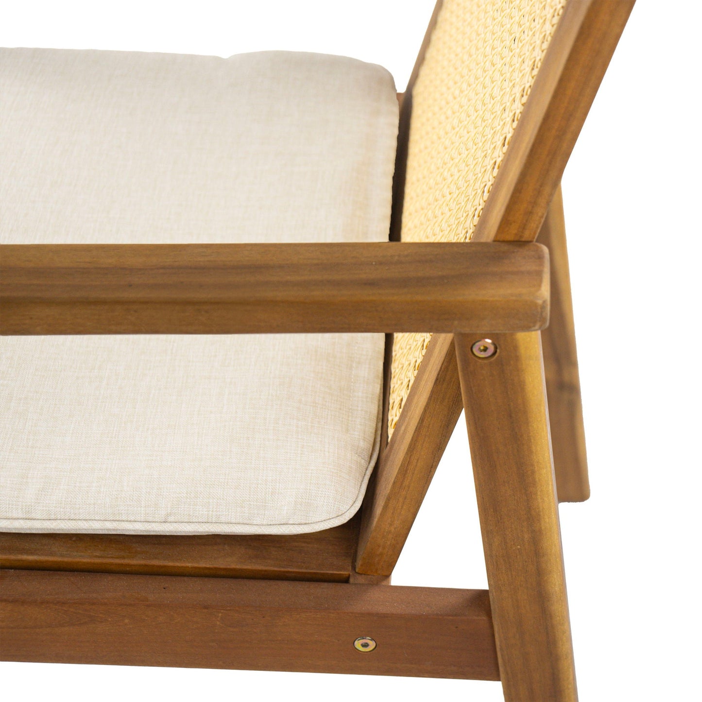 Preston Outdoor Dining Chair With Cushion Set of 2 - Teak / Beige