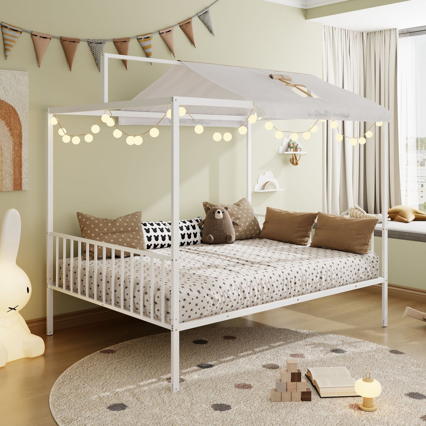 3 In 1 Convertible Montessori Floor Bed With Fenced Support