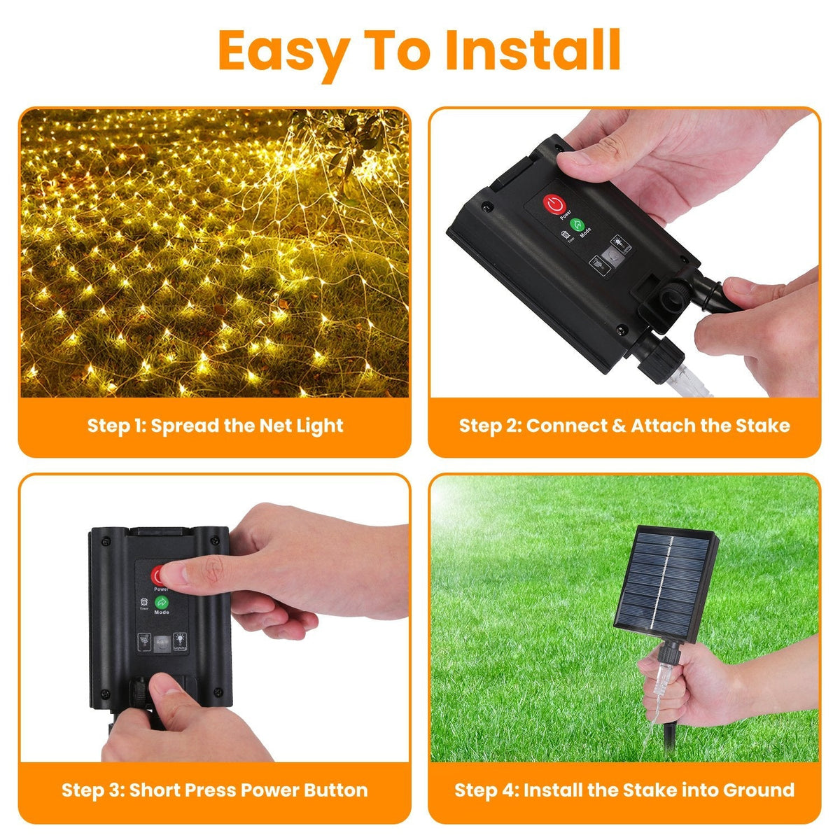 9.8x6.6FT 192LED Solar Net Lights with 8 Modes & Remote Timer