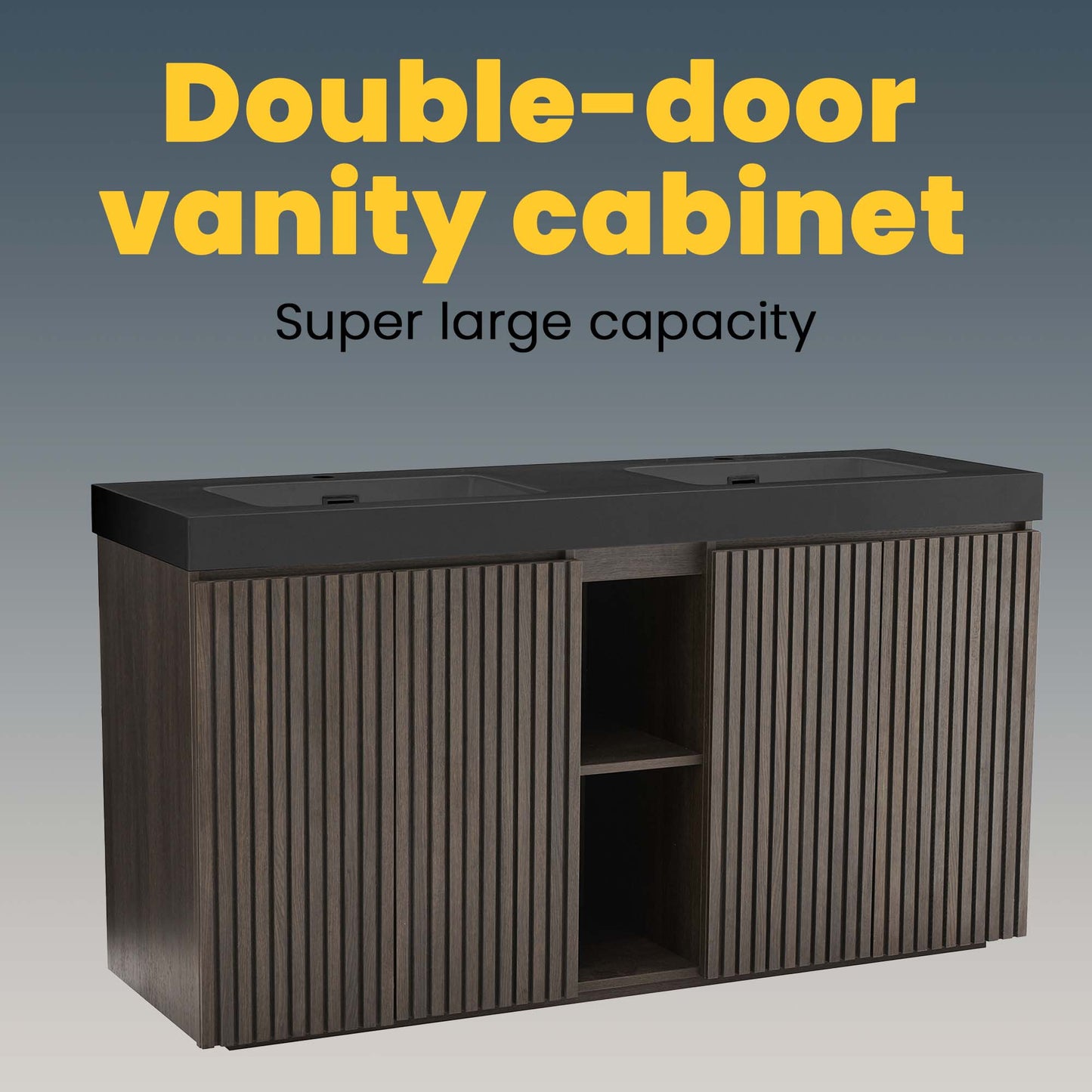 Galan 60" Smoked Oak Bathroom Vanity