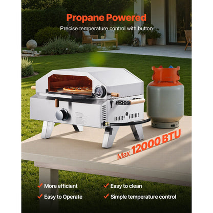 Outdoor Pizza Oven, 13 in Gas Fired Pizza-Maker