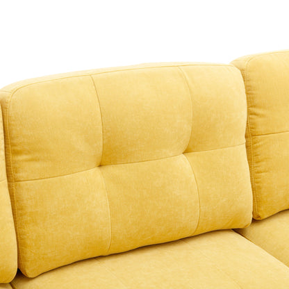Modern L - Shape Convertible Sectional Sofa With Movable Ottoman