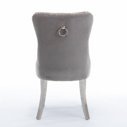 A&A Furniture Nikki Collection Modern Velvet Upholstered Dining Chairs - Set of 2