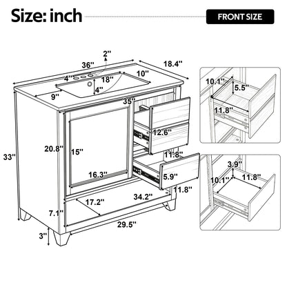 36" Bathroom Vanity with Ceramic Sink