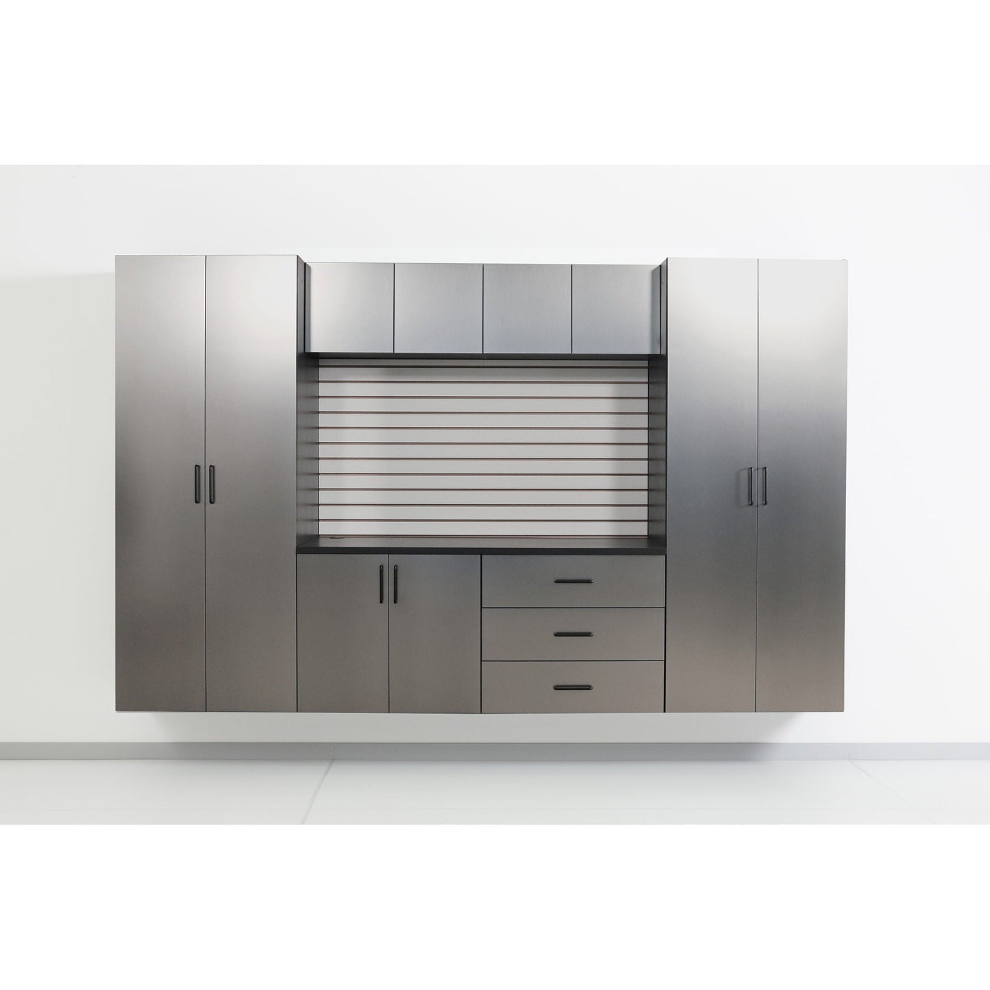 Astro Series - Wall Mounted Storage Cabinet With Soft Closing Drawers - Metallic Gray