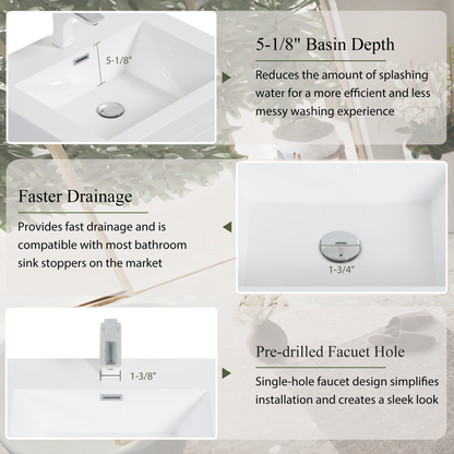 30" Wall-Mounted Bathroom Vanity with Sink