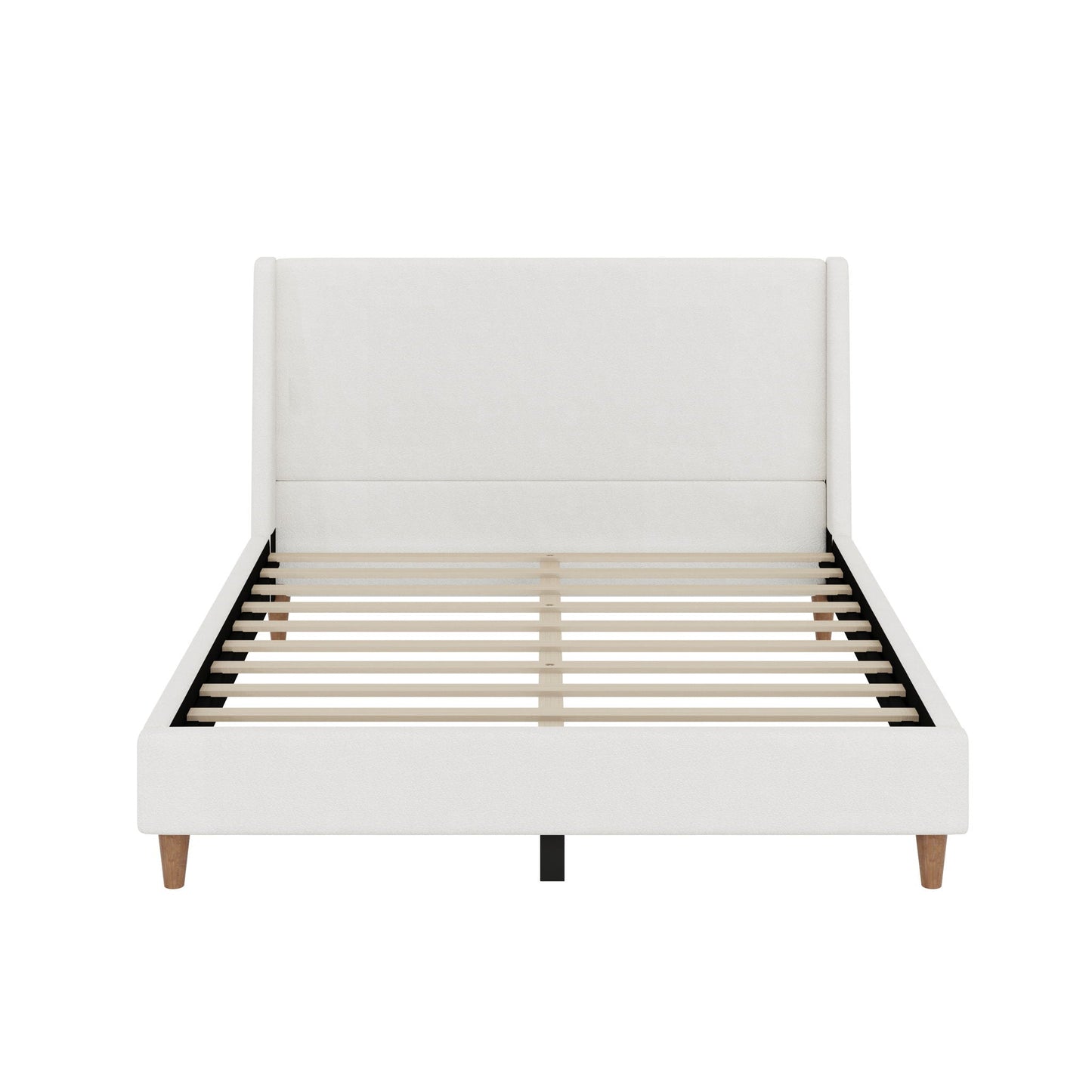 Upholstered Modern Platform Bed With Wingback Headboard