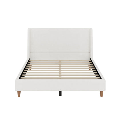 Upholstered Modern Platform Bed With Wingback Headboard