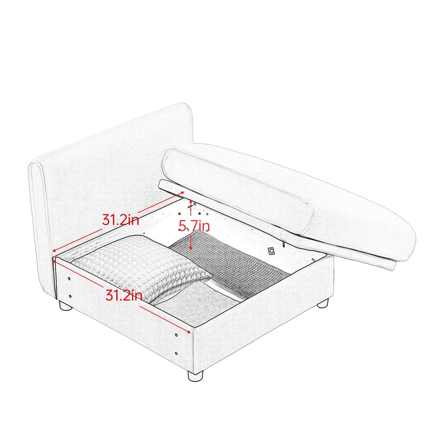 Stylish Sofa With Storage Seat And Cylindrical Backrest
