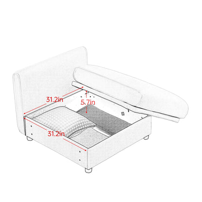 Stylish Sofa With Storage Seat And Cylindrical Backrest