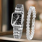 Womens Square-Shape Quartz Wristwatch Set
