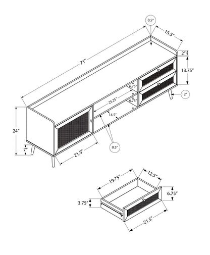 72-Inch Transitional TV Stand Console with Storage