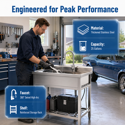 Stainless Steel Utility Sink, Freestanding Sink 2