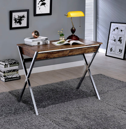 Callers Weathered Writing Desk - Chrome / Oak