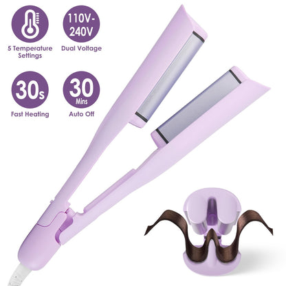 Hair Iron Curling Waver with Ceramic 1.41inch Barrel Ions Deep Hair Curler Dual Voltage Anti-Scald Hair Curling Wand Hair Crimper with 5 Temperature A