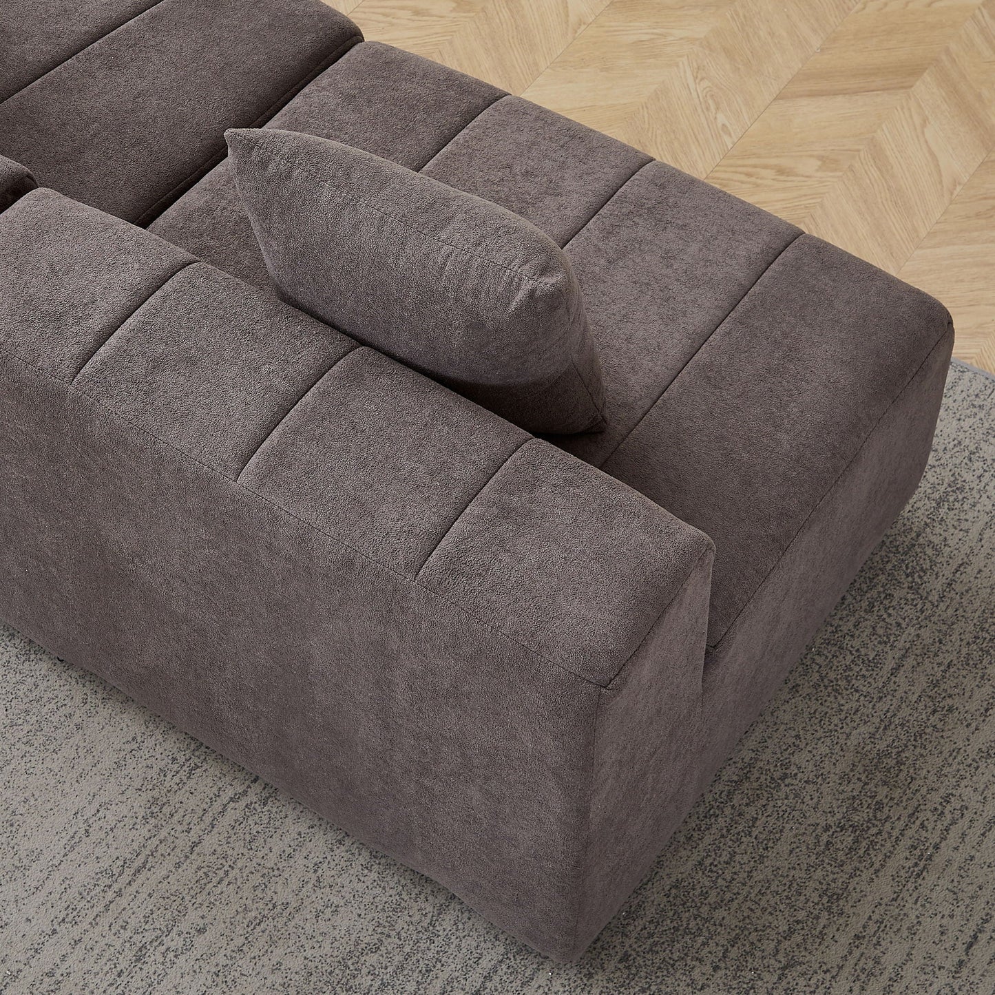 Modular Sectional Sofa With 2 Pillows, Symmetrical Design