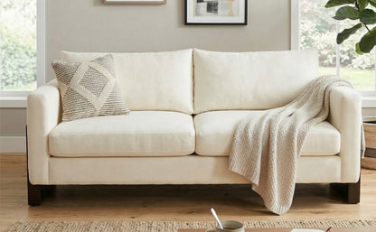 Modern Sofa Couch Stylish 3-Seater Sofa with Rubberwood Legs