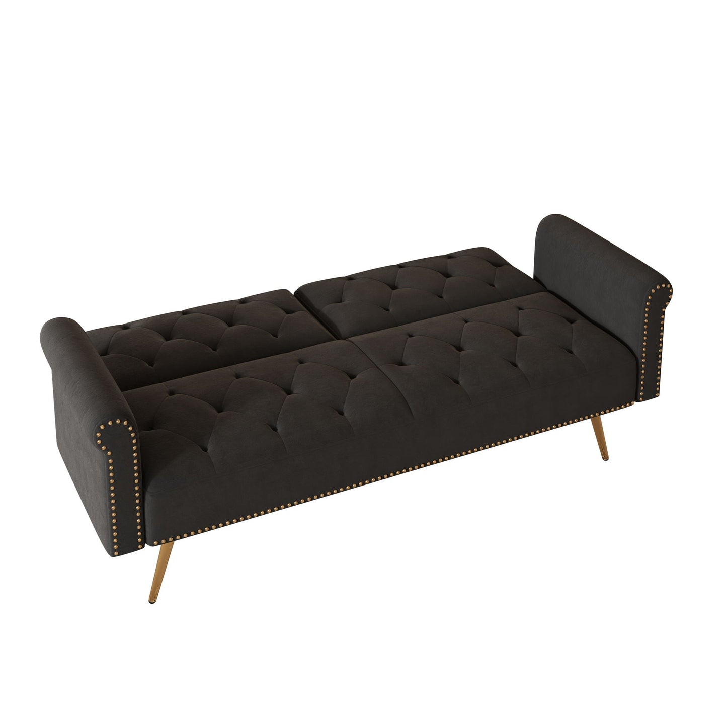 Luxurious Sofa Bed With Nail Head Trim And Matching Pillow
