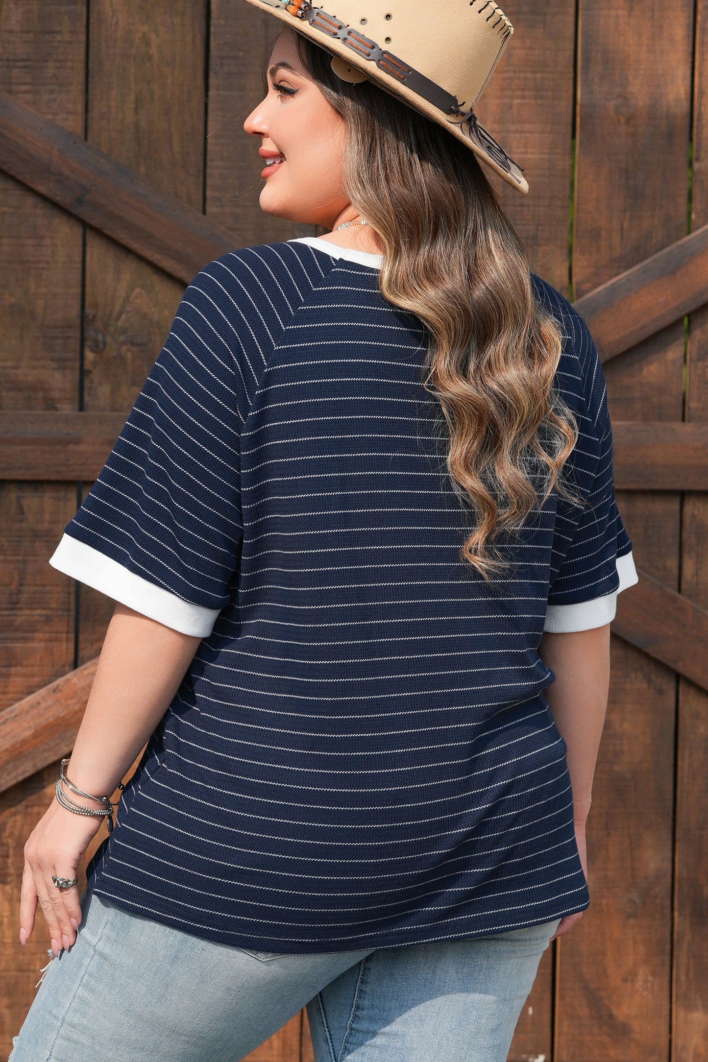 Melany Trim Ribbed T PLUS Shirt