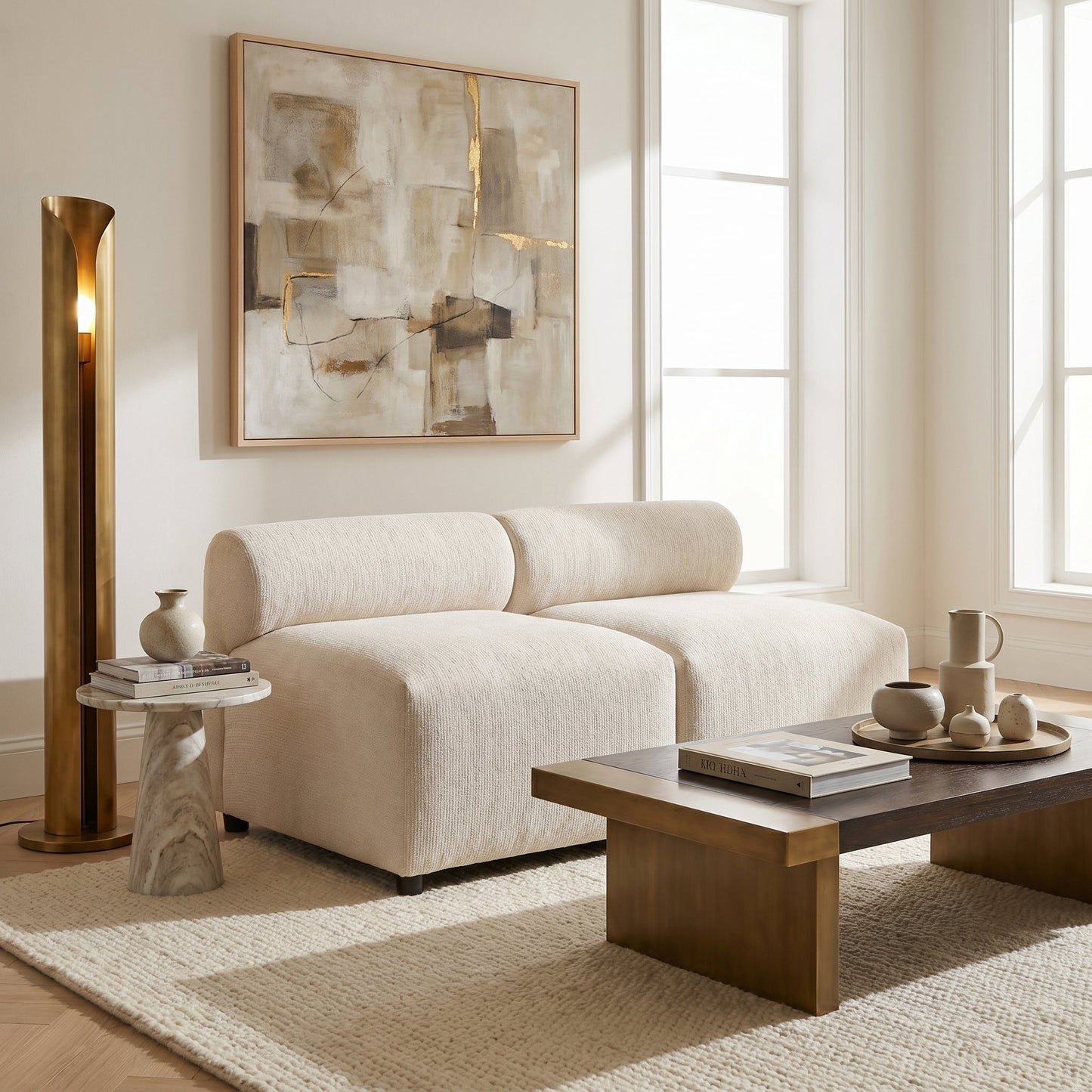 Evelyn 2-Piece Modular Couch Sectional Sofa for Living Rooms