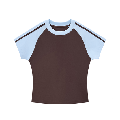 Contrast Stripes Bodycon Raglan  Sleeve T-Shirt
