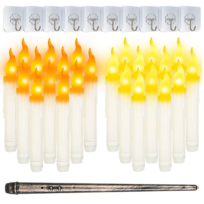 12Pcs Flameless Floating Candles LED Magic Hanging Candle Light Battery Operated Flickering Warm Light Window Candle With Magic Wand Remote for Hallow