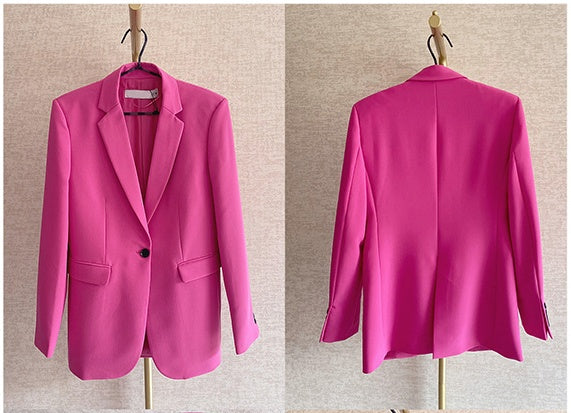 New Professional Pink Ladies Fashion Blazer pants Suit for women