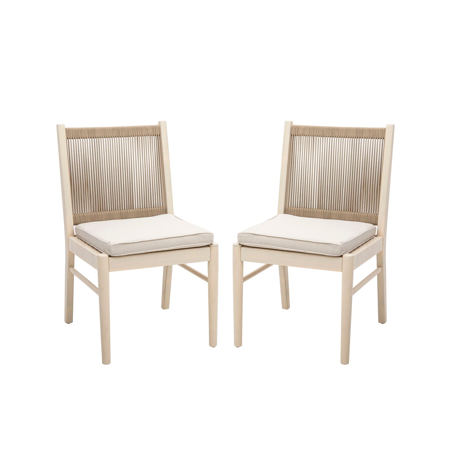 Cordoba - Dining Chair (Set of 2) With Acacia Wood Frame And Water Repellent Fabric - Beige / Yellow