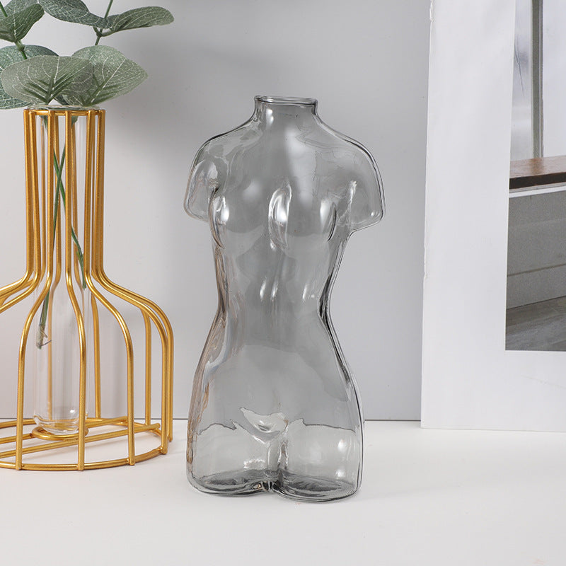 Colored Glass Body Art Flower Arrangement Vase Ornaments